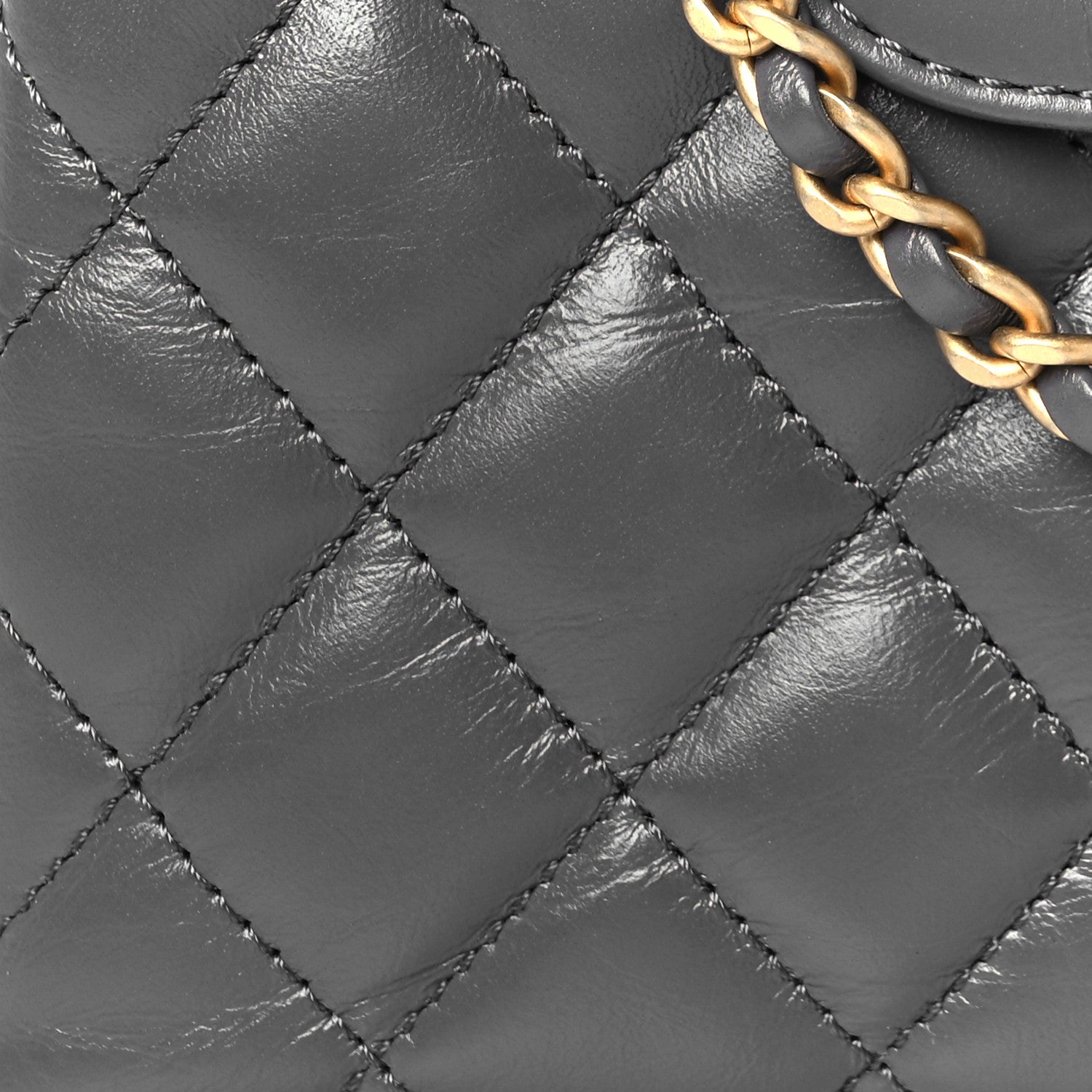 Chanel Shiny Aged Calfskin Quilted Nano Kelly Shopper Grey 8 of 11