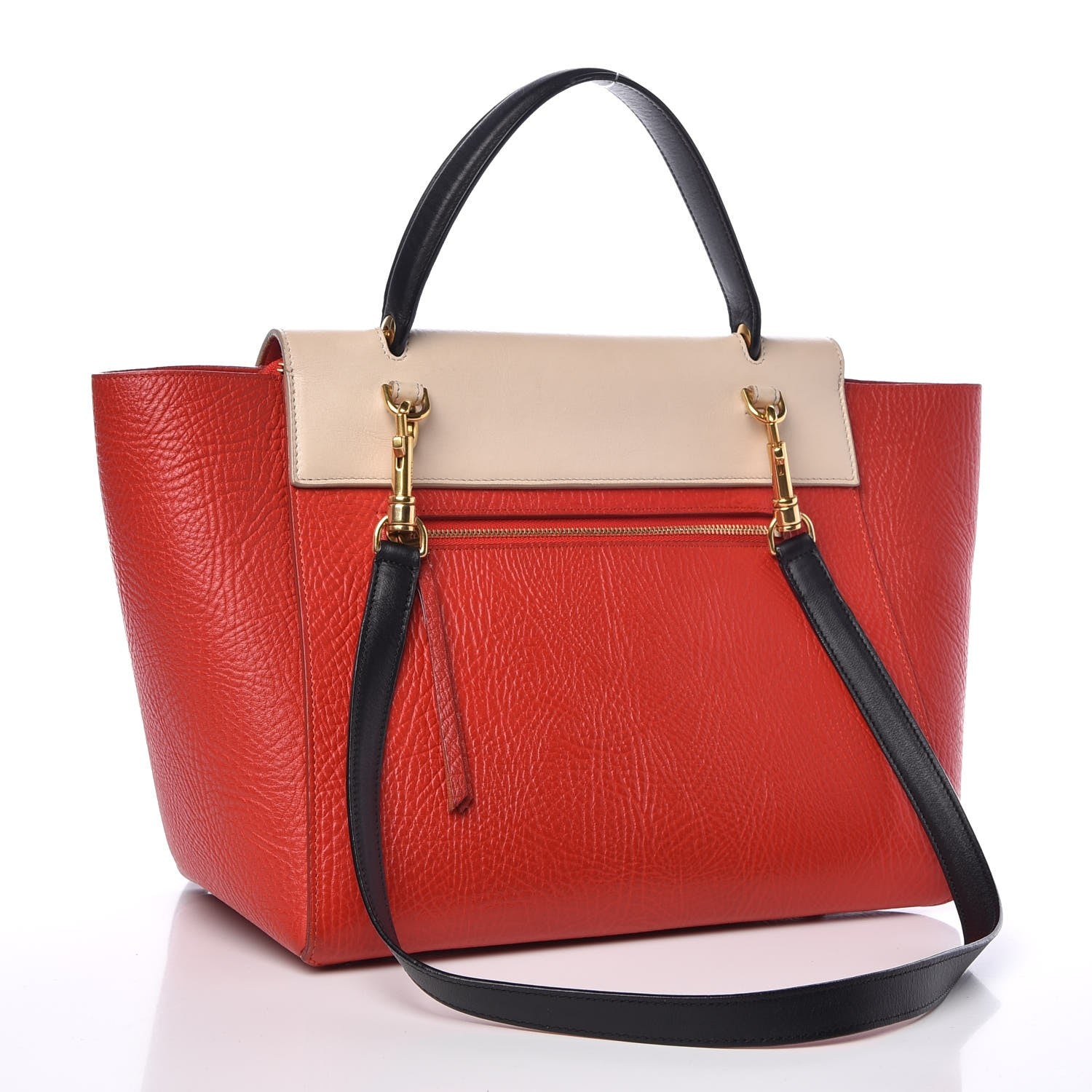 Celine Elephant Calfskin Mini Tri-Color Belt Bag Vermillion 4 of 19