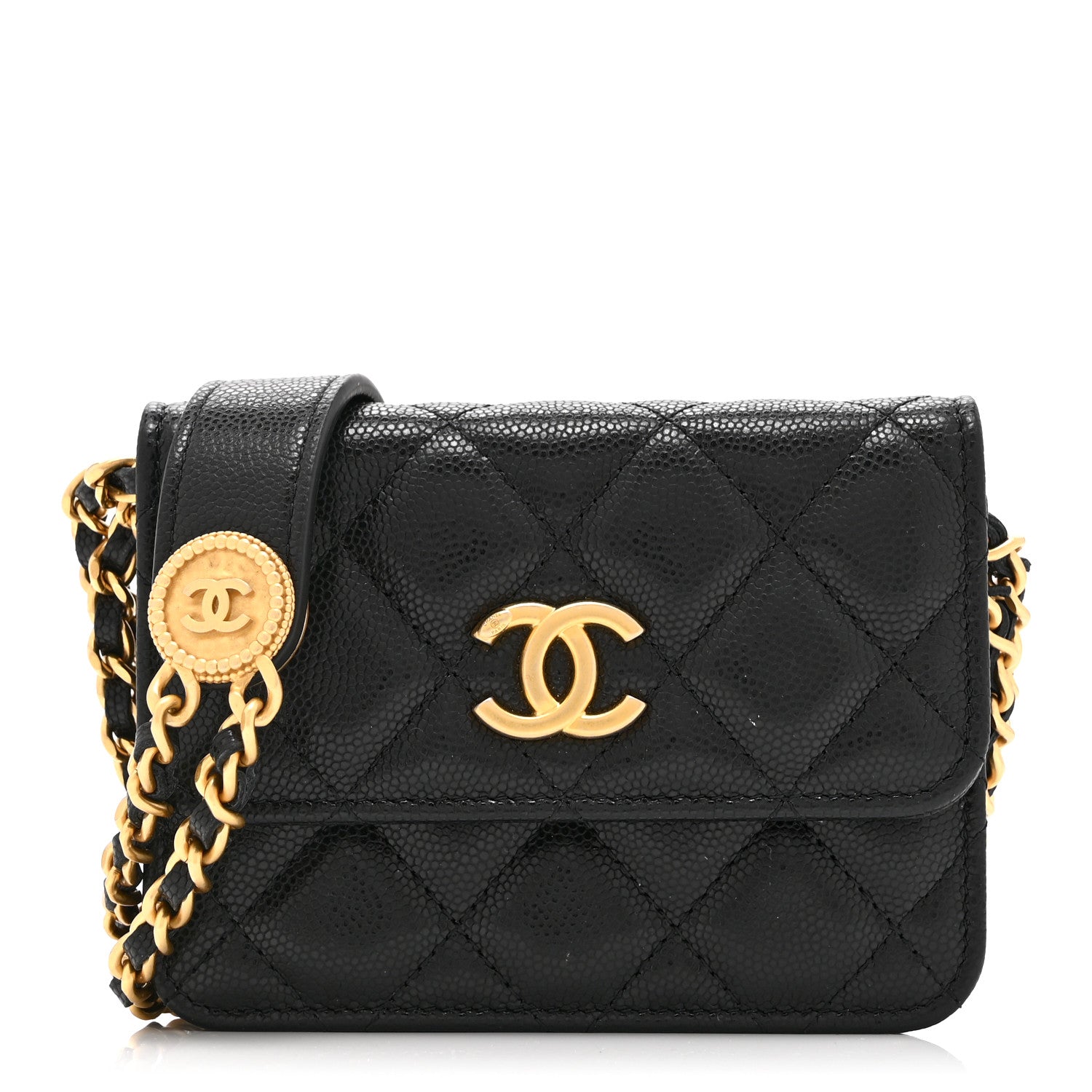 Chanel Caviar Quilted Twist Your Buttons Coin Purse With Chain Black 1 of 11
