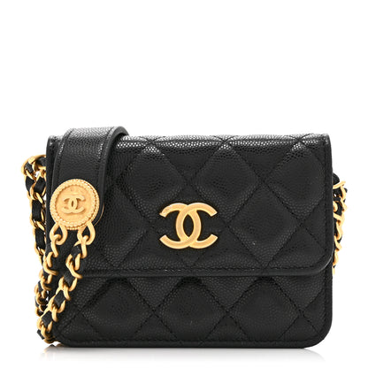 Chanel Caviar Quilted Twist Your Buttons Coin Purse With Chain Black 1 of 11