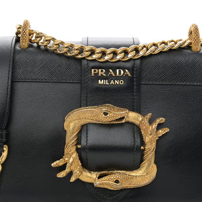 Prada City Calf Saffiano Animalier Cahier Bag Black 7 of 13