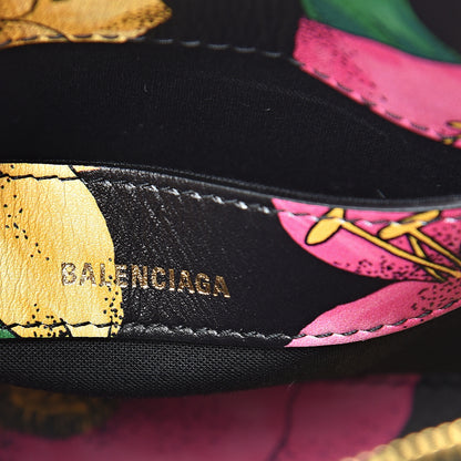 Balenciaga Smooth Calfskin Lush Floral Print XXS Ville Top Handle Bag Black Multicolor 5 of 10