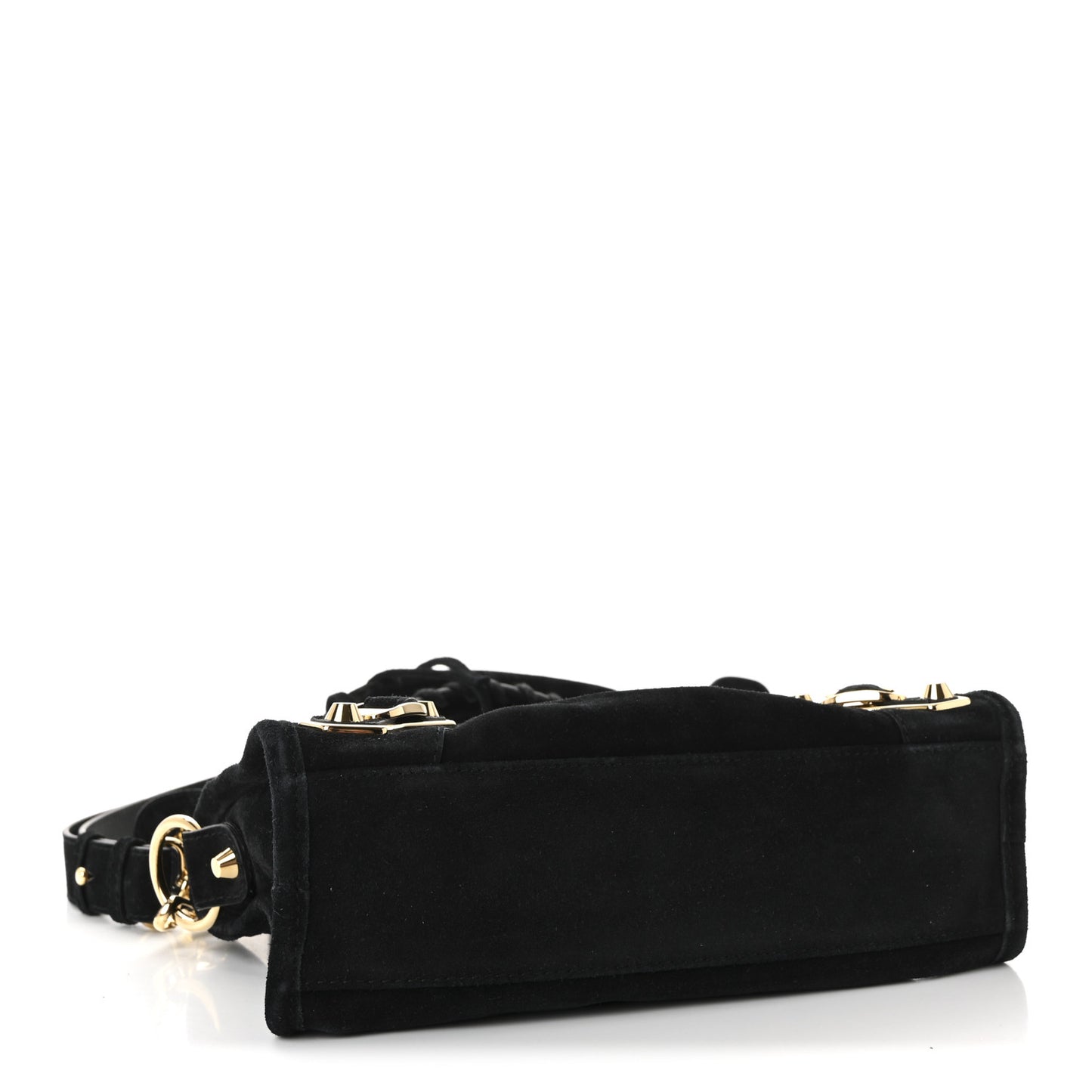 Baby Daim Suede Gold Metallic Edge Hardware Mini City Black