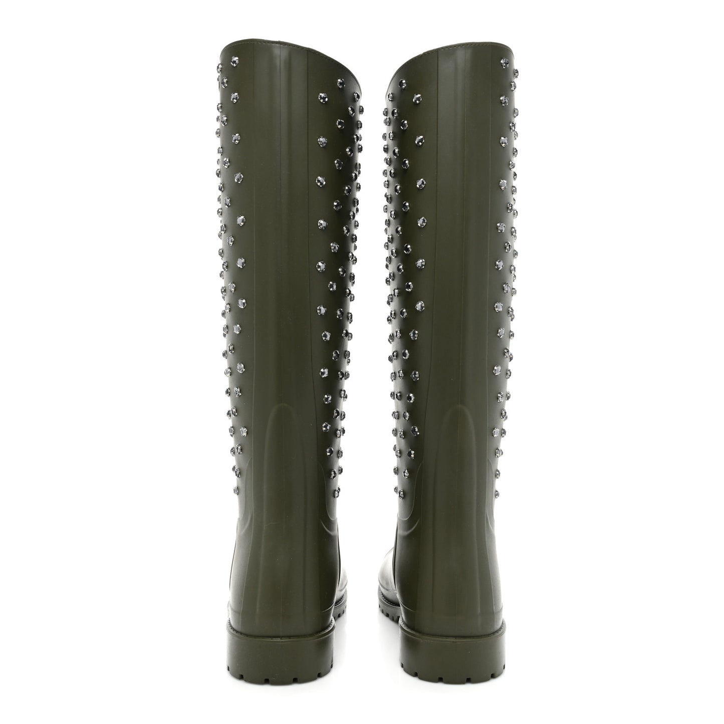 Rubber Studded Festival Rain Boots 37 New Kaki Fonce