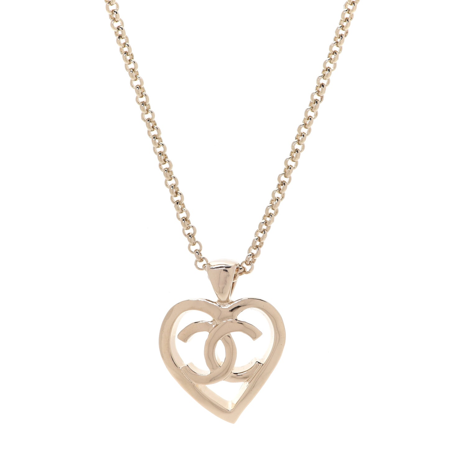 CC Heart Chain Pendant Necklace Gold