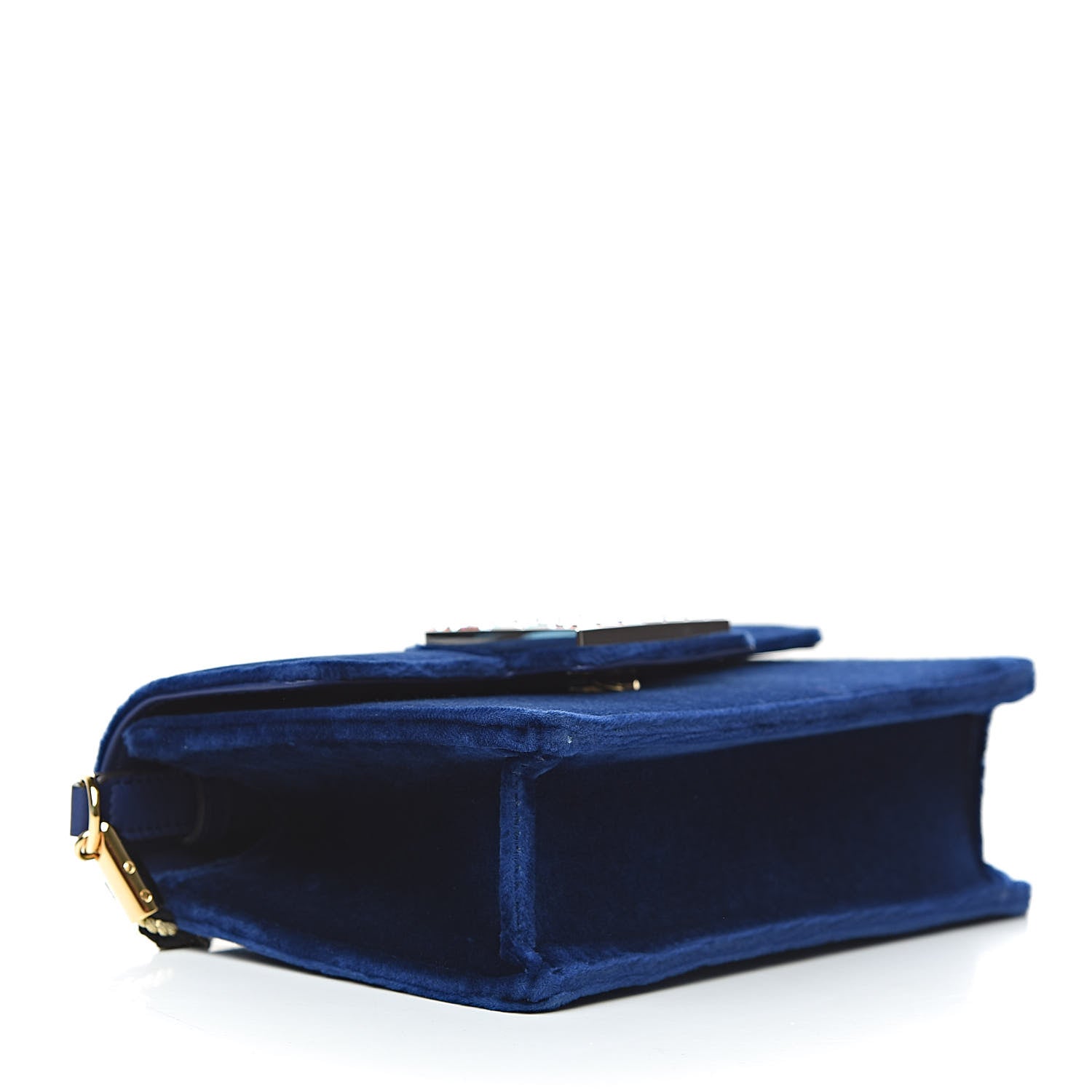 Gucci Velvet Crystal Square G Shoulder Bag Cobalt Blue 4 of 11