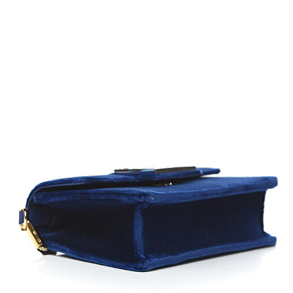 Gucci Velvet Crystal Square G Shoulder Bag Cobalt Blue 4 of 11
