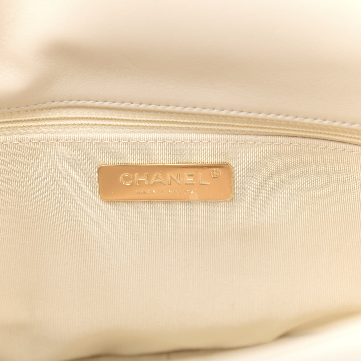 Lambskin Quilted Large 19 Flap Beige