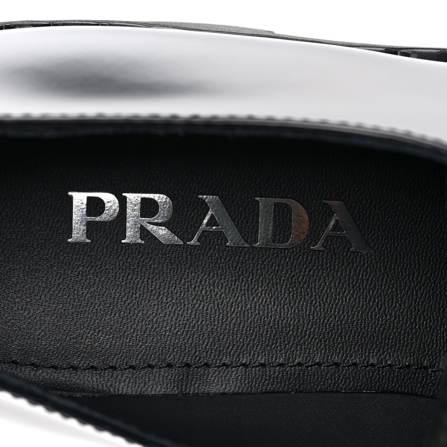 Prada Spazzolato Metal Triangle Logo 50mm Loafers 39.5 Black 7 of 8
