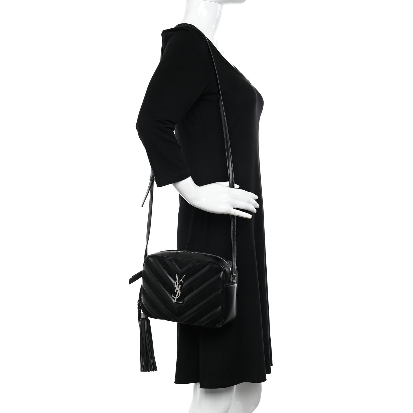 Calfskin Suede Matelasse Monogram Lou Camera Bag Black