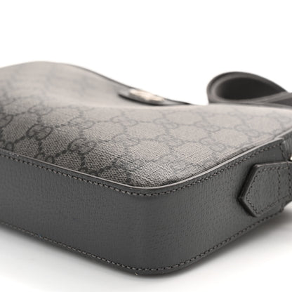 Gucci GG Supreme Monogram Textured Dollar Calfskin Web Ophidia Wristlet Shoulder Bag Grey Black Graphite Grey 9 of 10