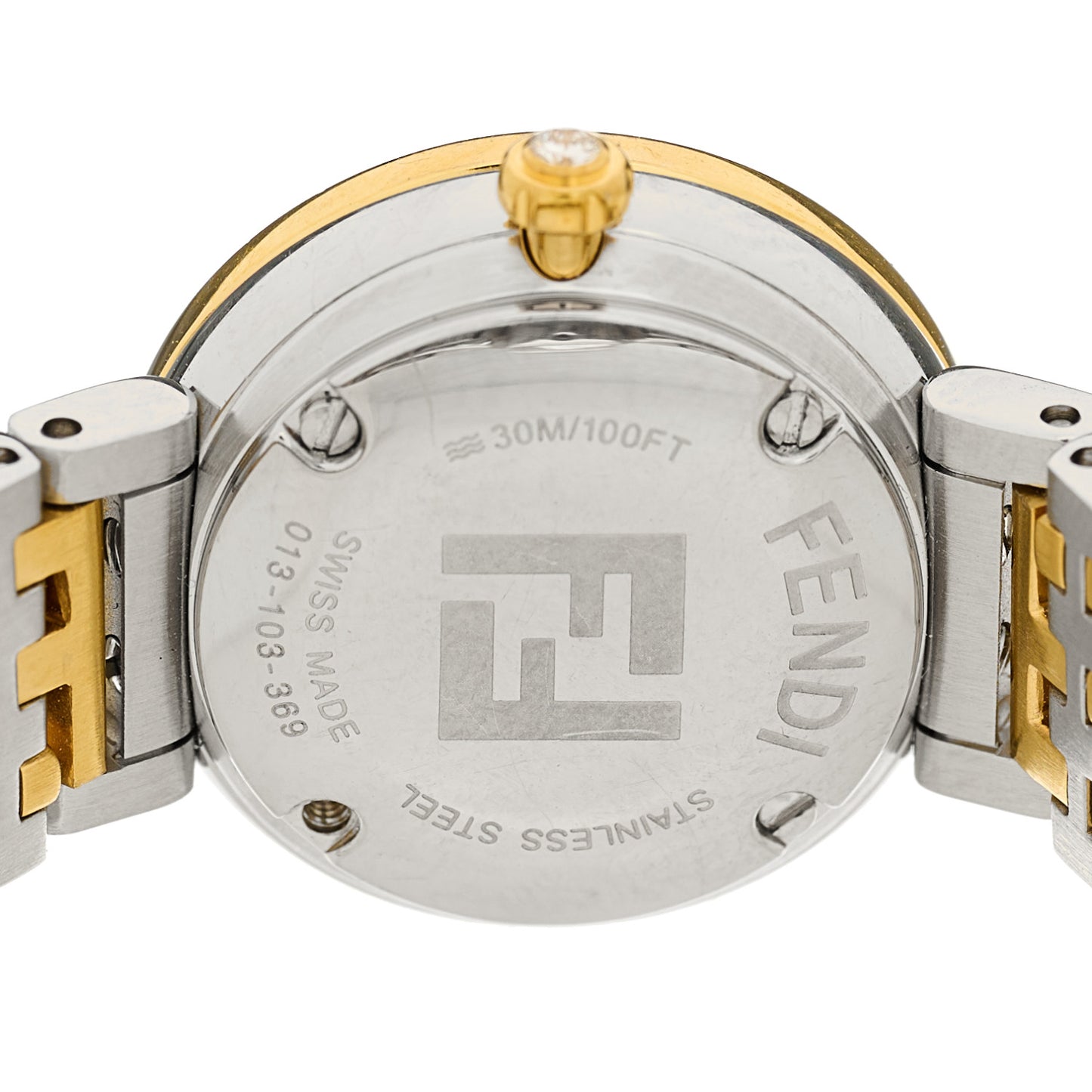 Stainless Steel Diamond Bezel Mother of Pearl 19mm Fendi Forever Two Tone Quartz Watch