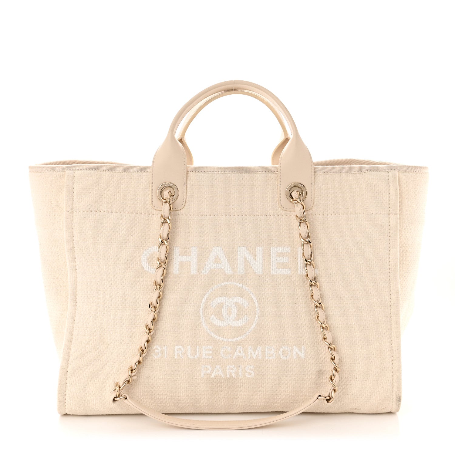 Chanel Mixed Fibers Medium Deauville Tote White 3 of 15
