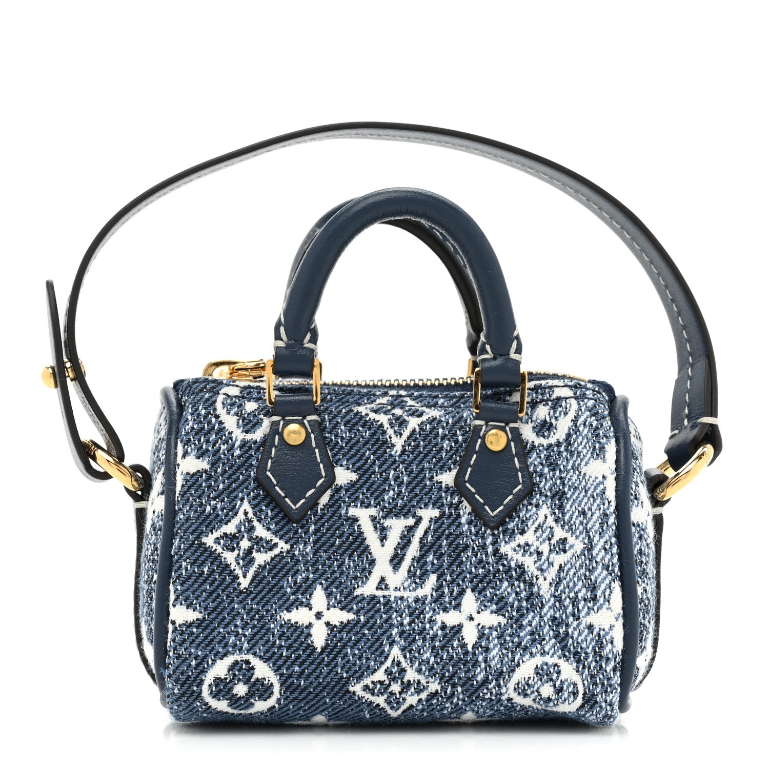 Louis Vuitton Denim Monogram Jacquard Micro Speedy Bag Charm Bleu 1 of 8