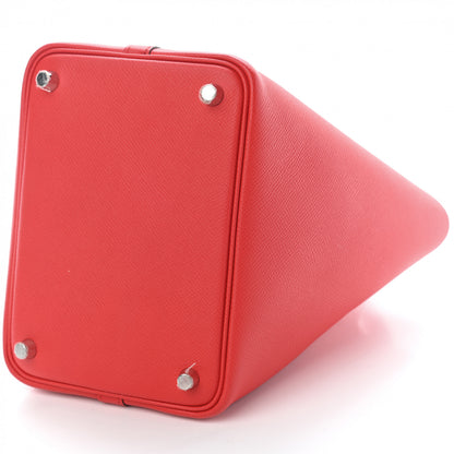 Hermes Epsom Tressage De Cuir Picotin Lock 18 PM Rouge Coeur Bleu du Nord Rouge H 9 of 9