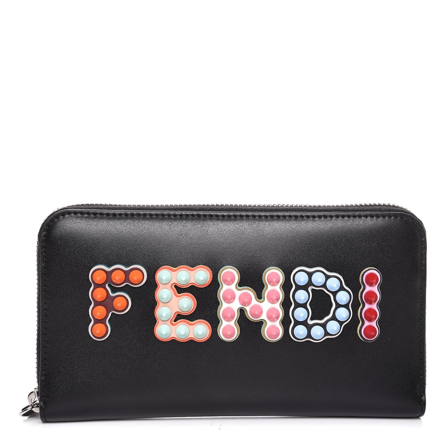 Vitello Liberty Fun Fair Studded Zip Around Wallet Black Multicolor