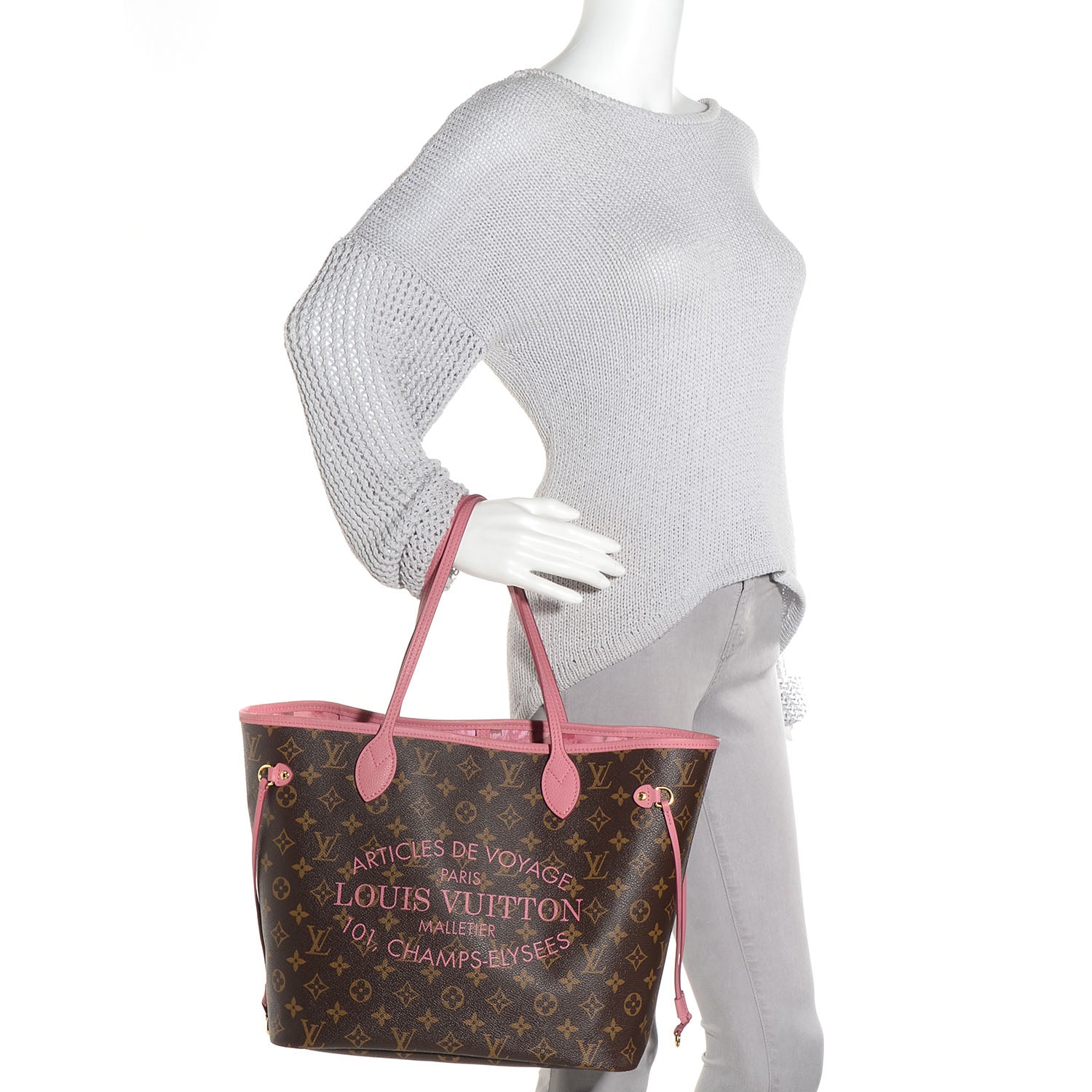 Louis Vuitton Monogram Articles de Voyage Ikat Neverfull MM Rose Velours 2 of 7