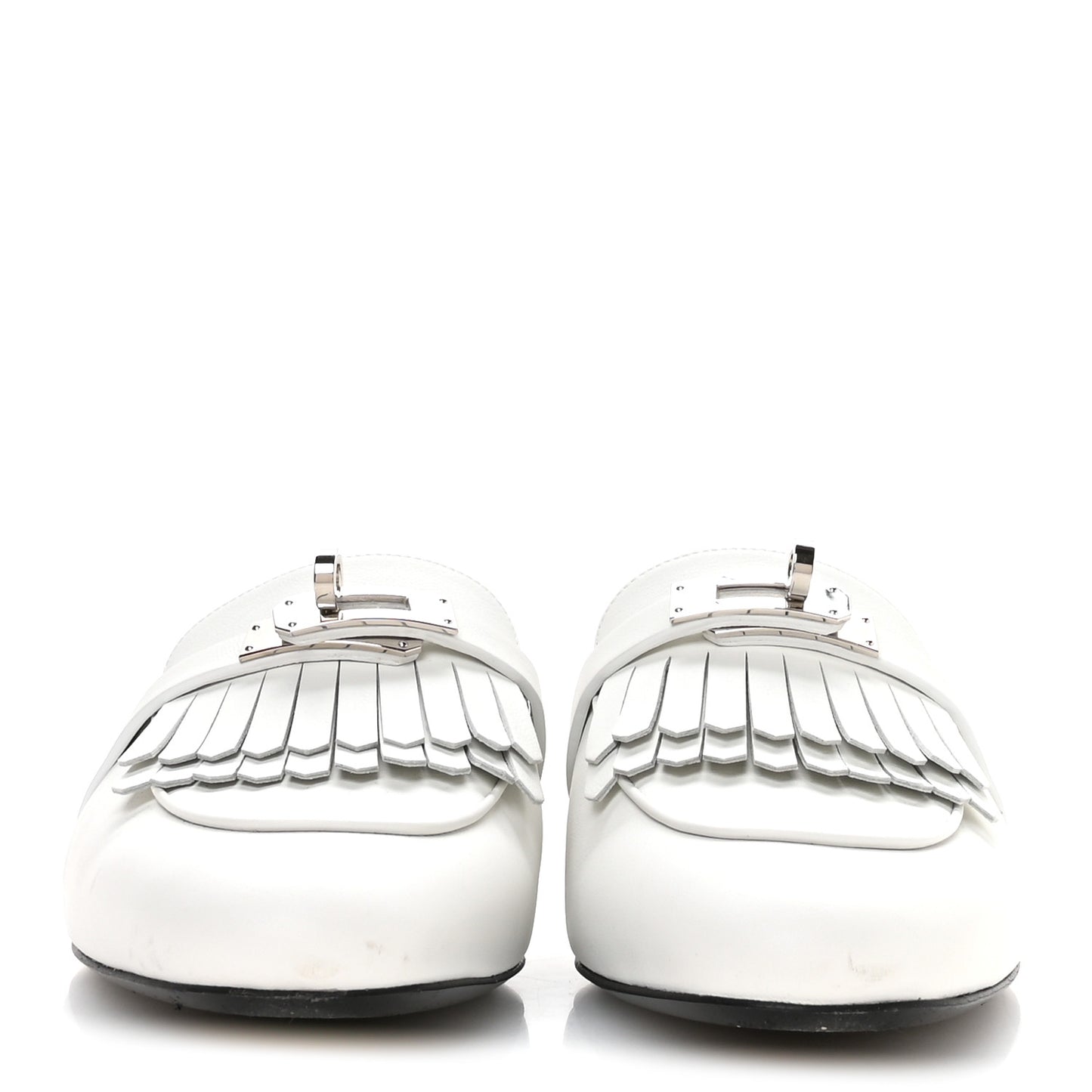 Calfskin Fringe Oz Mules 39 White