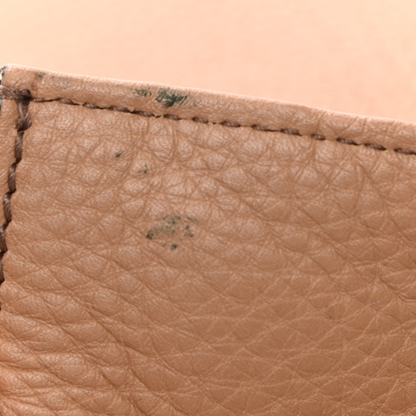 Pebbled Calfskin Medium Soho Clutch Camelia