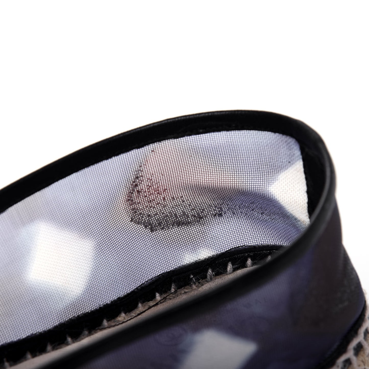 Mesh Lambskin Check Print CC Espadrilles 37 Blue Black White