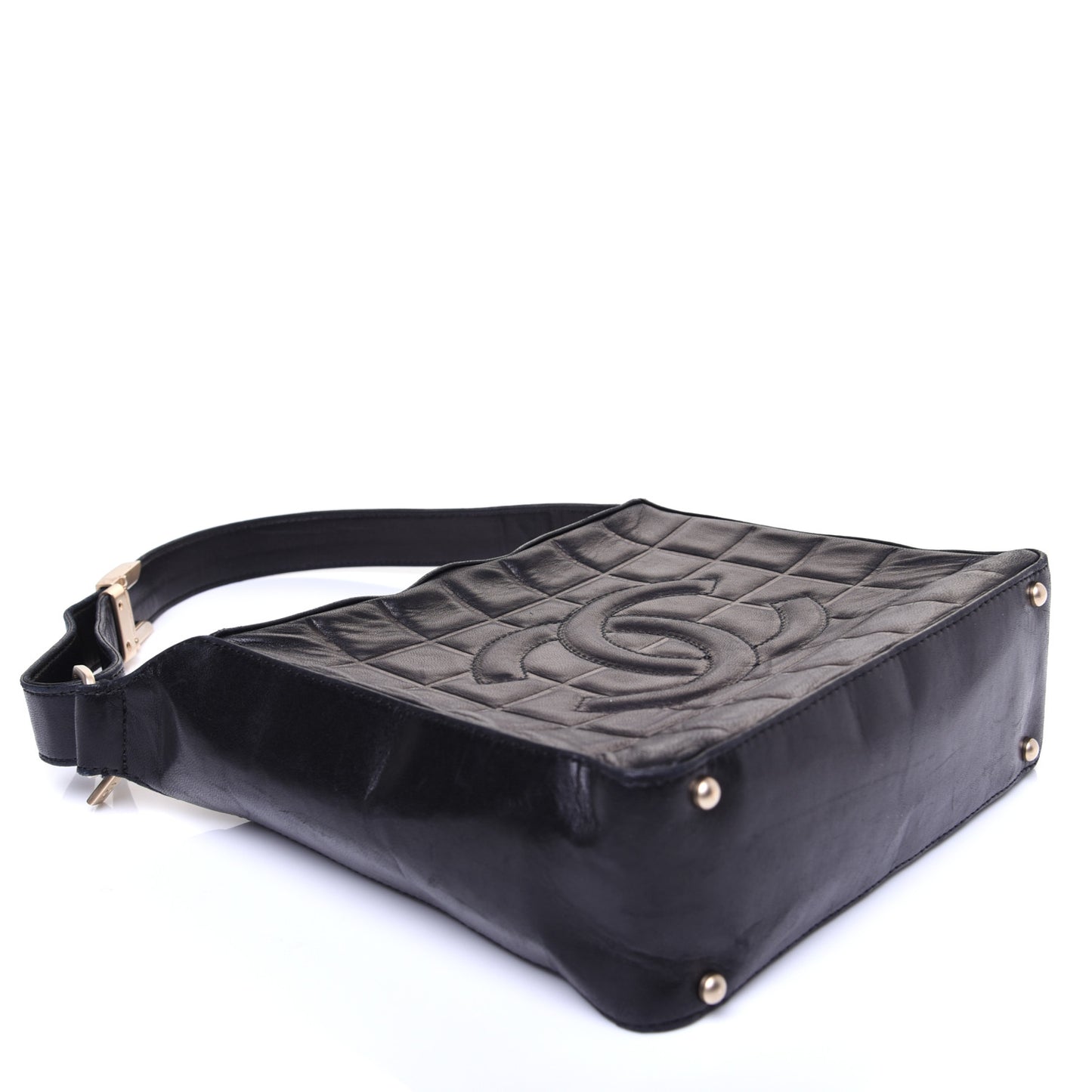 Lambskin Quilted Small Chocolate Bar Shoulder Bag Black