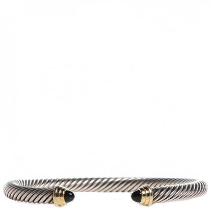 David Yurman Sterling Silver 14K Yellow Gold Black Onyx 5mm Cable Classics Bracelet 1 of 5