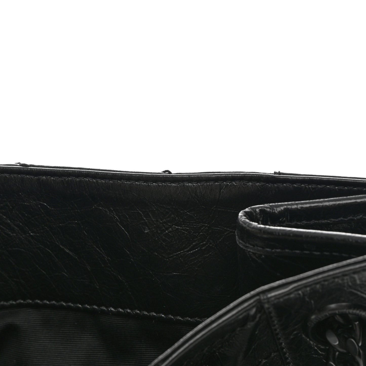 Crinkled Calfskin Matelasse Monogram Large Niki Shopper Tote Black