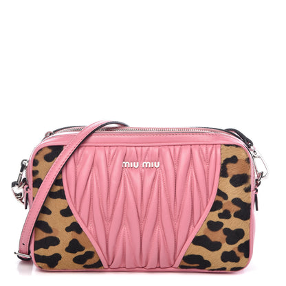 Miu Miu Nappa Matelasse Cavallino Patch Double Zip Shoulder Bag Miele Moro 1 of 14
