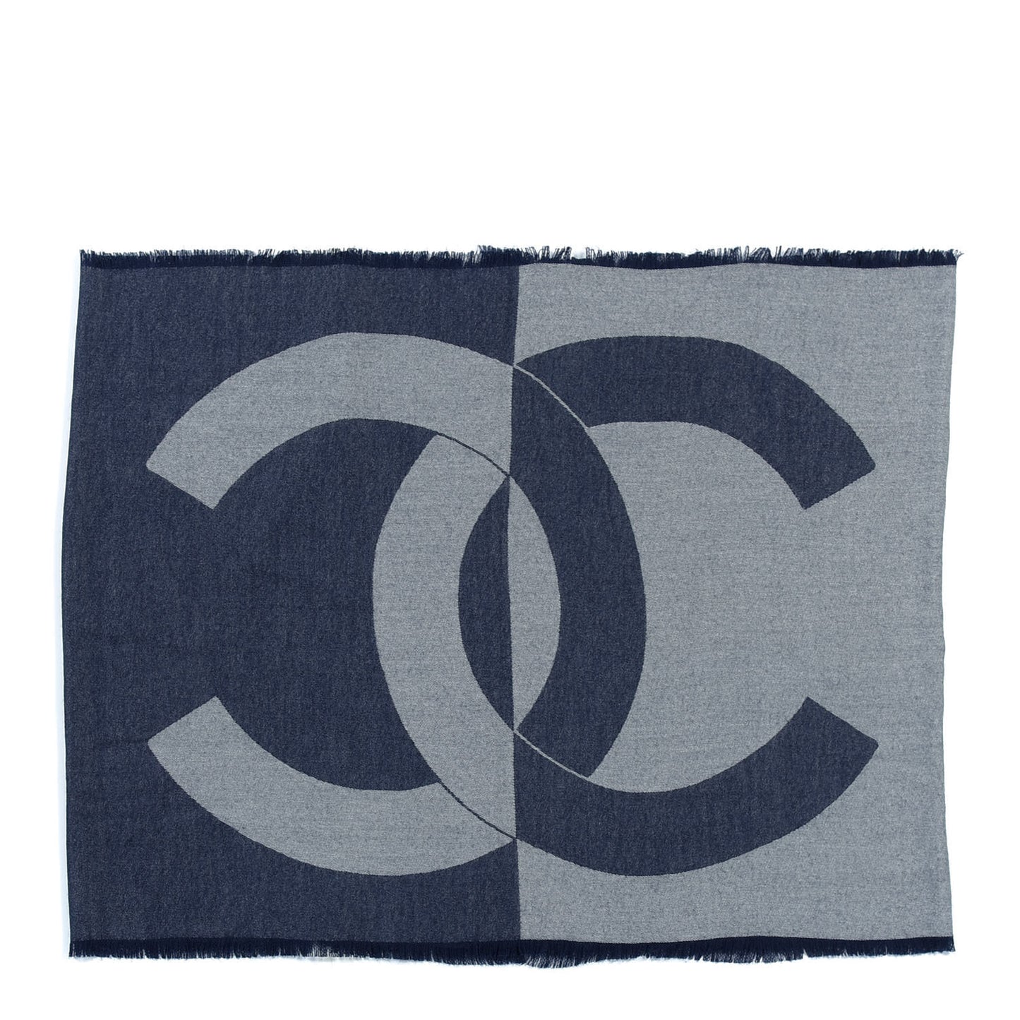 Cashmere Silk CC Logo Stole Navy