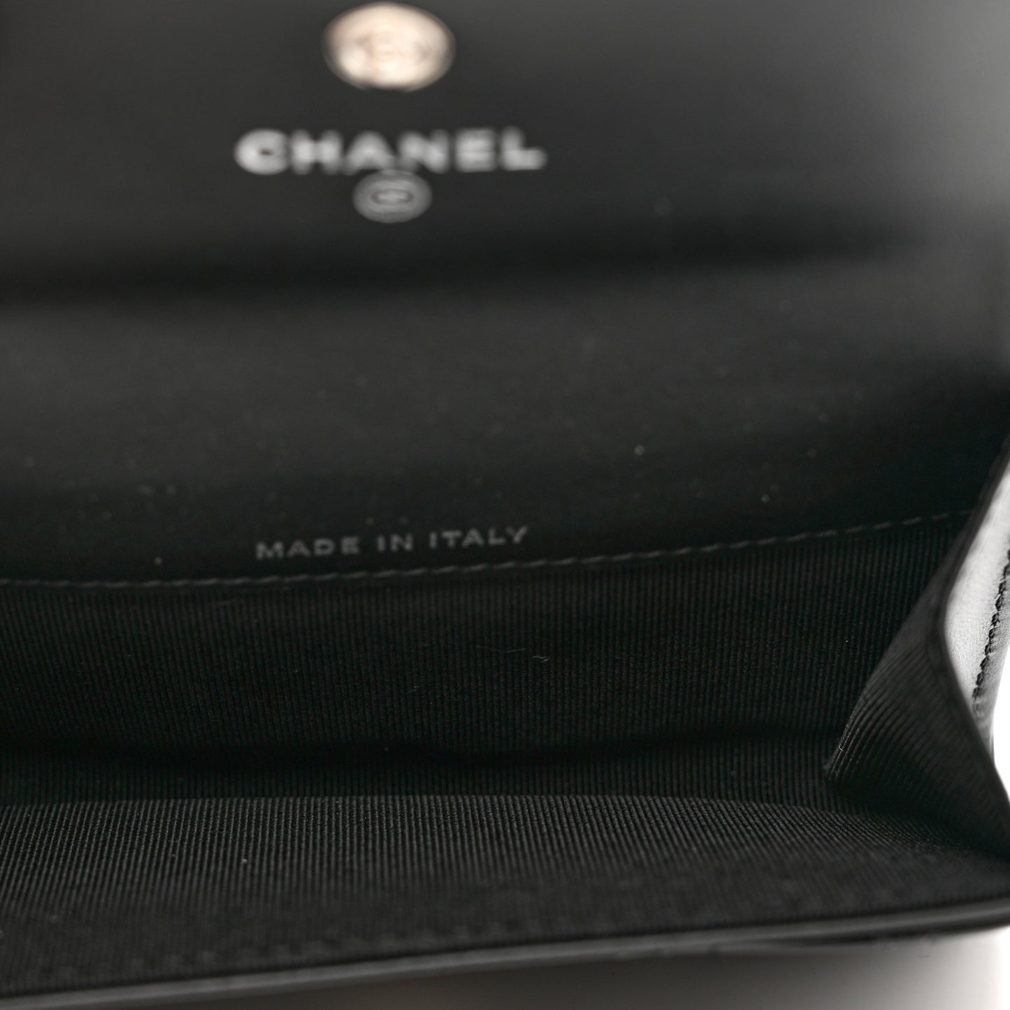 Patent Quilted Flap Card Holder Black