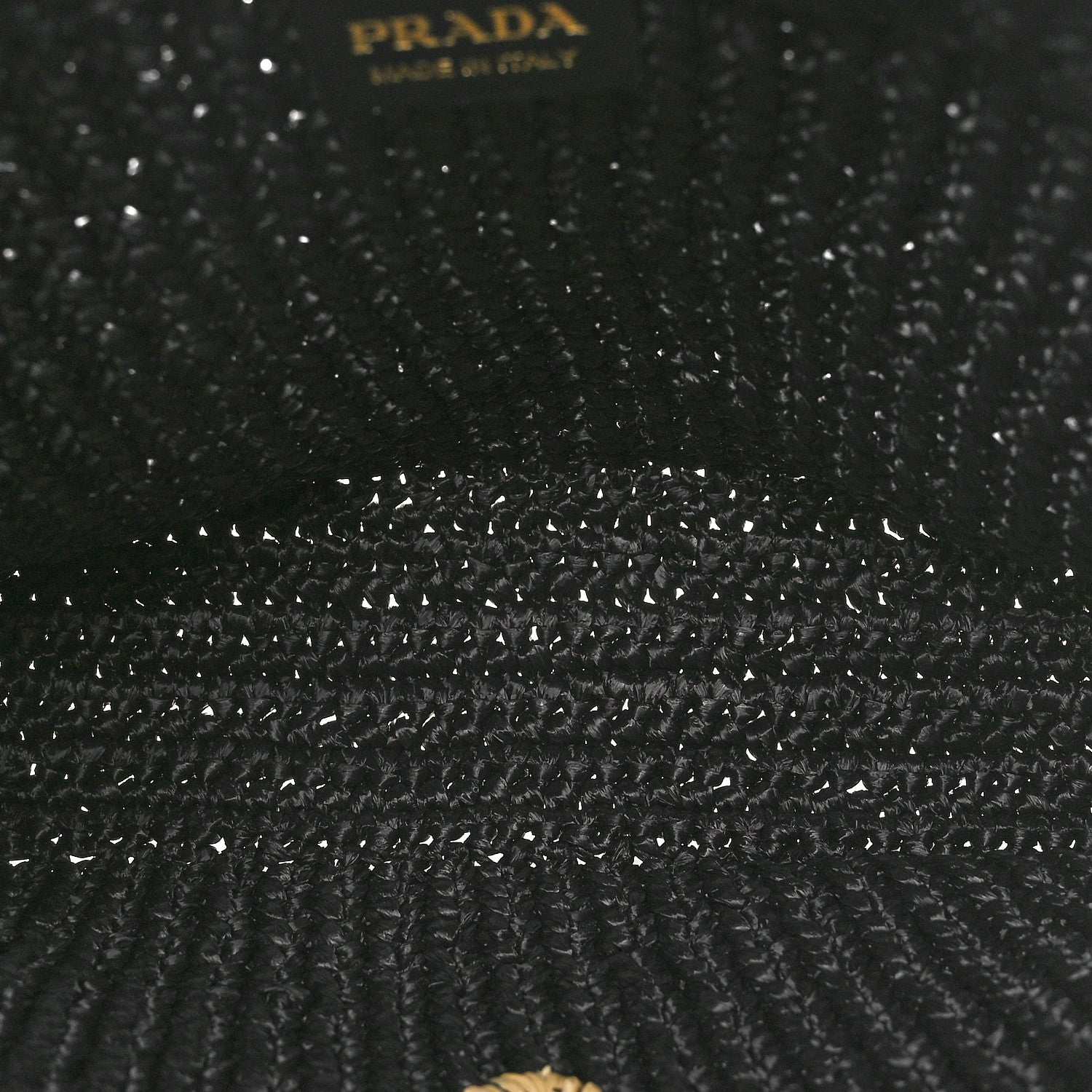 Prada Yarn Raffia Effect Crochet Small Logo Tote Black 5 of 9