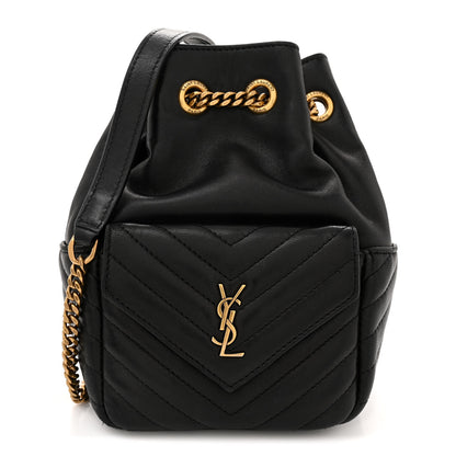 Saint Laurent Lambskin Matelasse Monogram Joe Nano Bucket Bag Black 1 of 10
