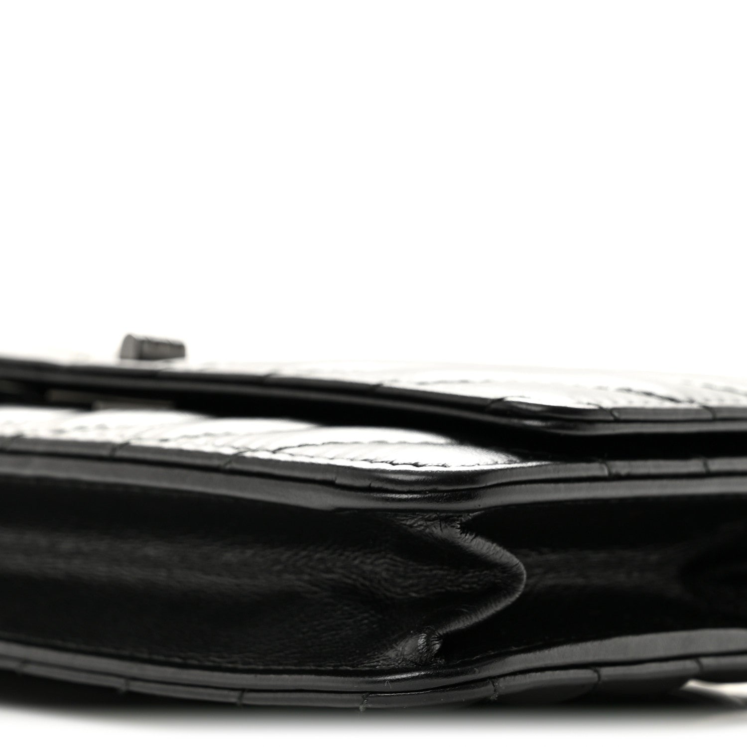 Chanel Aged Calfskin Chevron Quilted Reissue Wallet On Chain WOC So Black 11 of 14