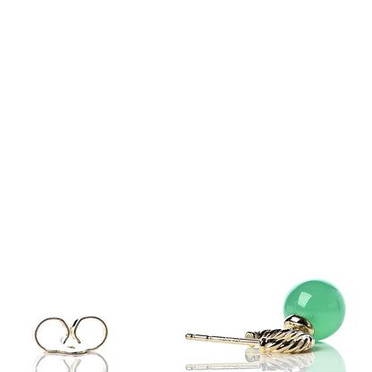 David Yurman 18K Yellow Gold Chrysoprase 9mm Solari Hoop Earrings 3 of 5