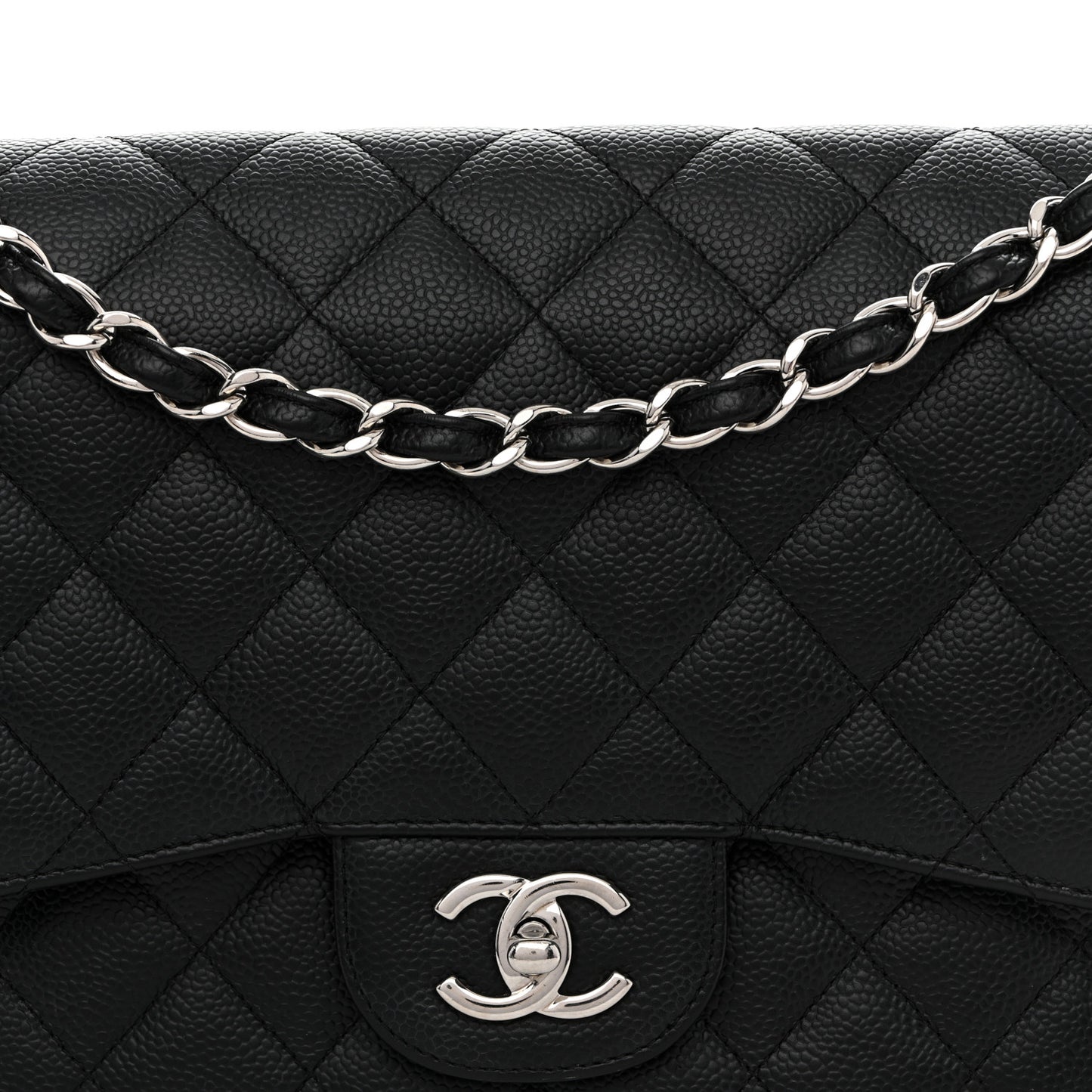 Caviar Quilted Jumbo Double Flap Black
