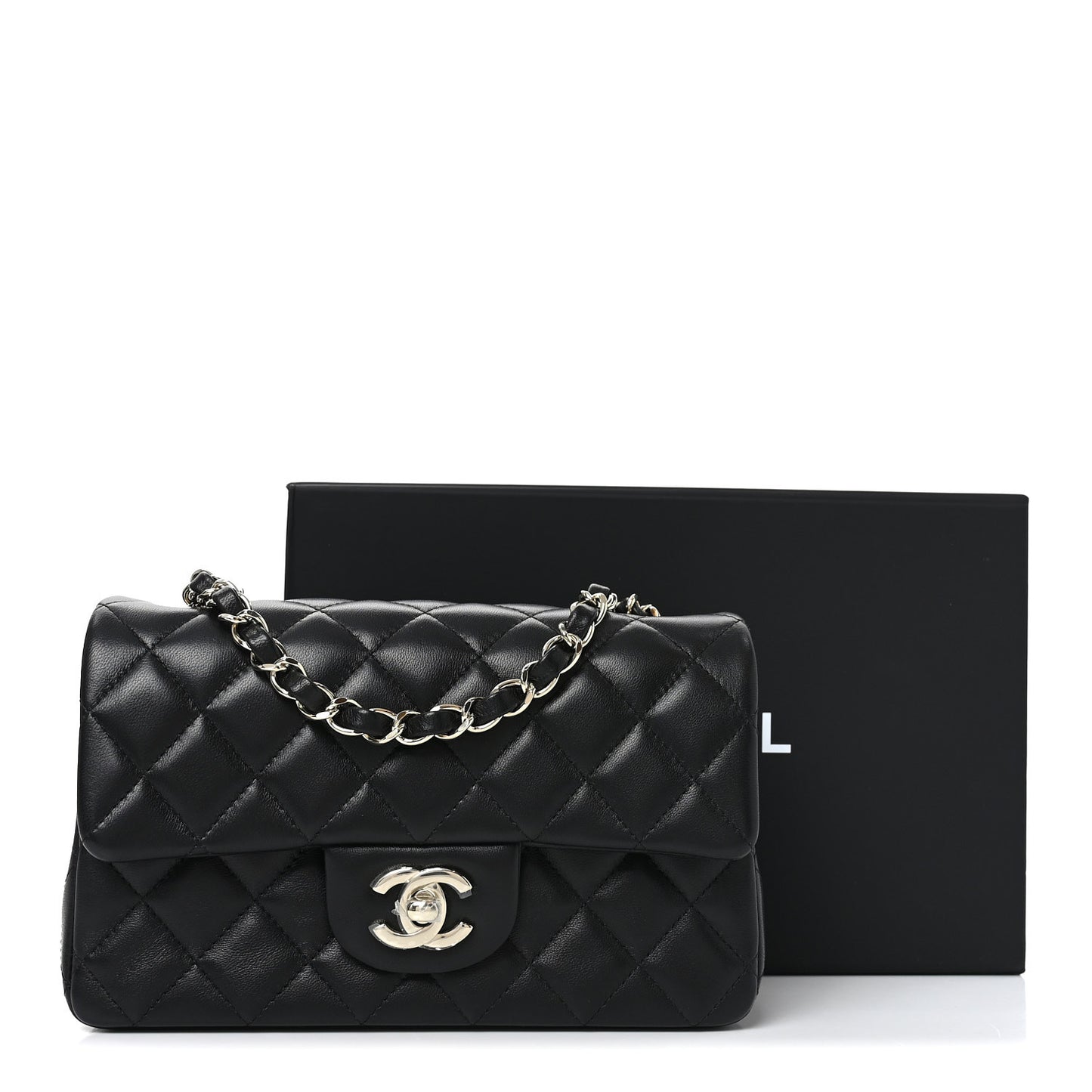 Lambskin Quilted Mini Rectangular Flap Black