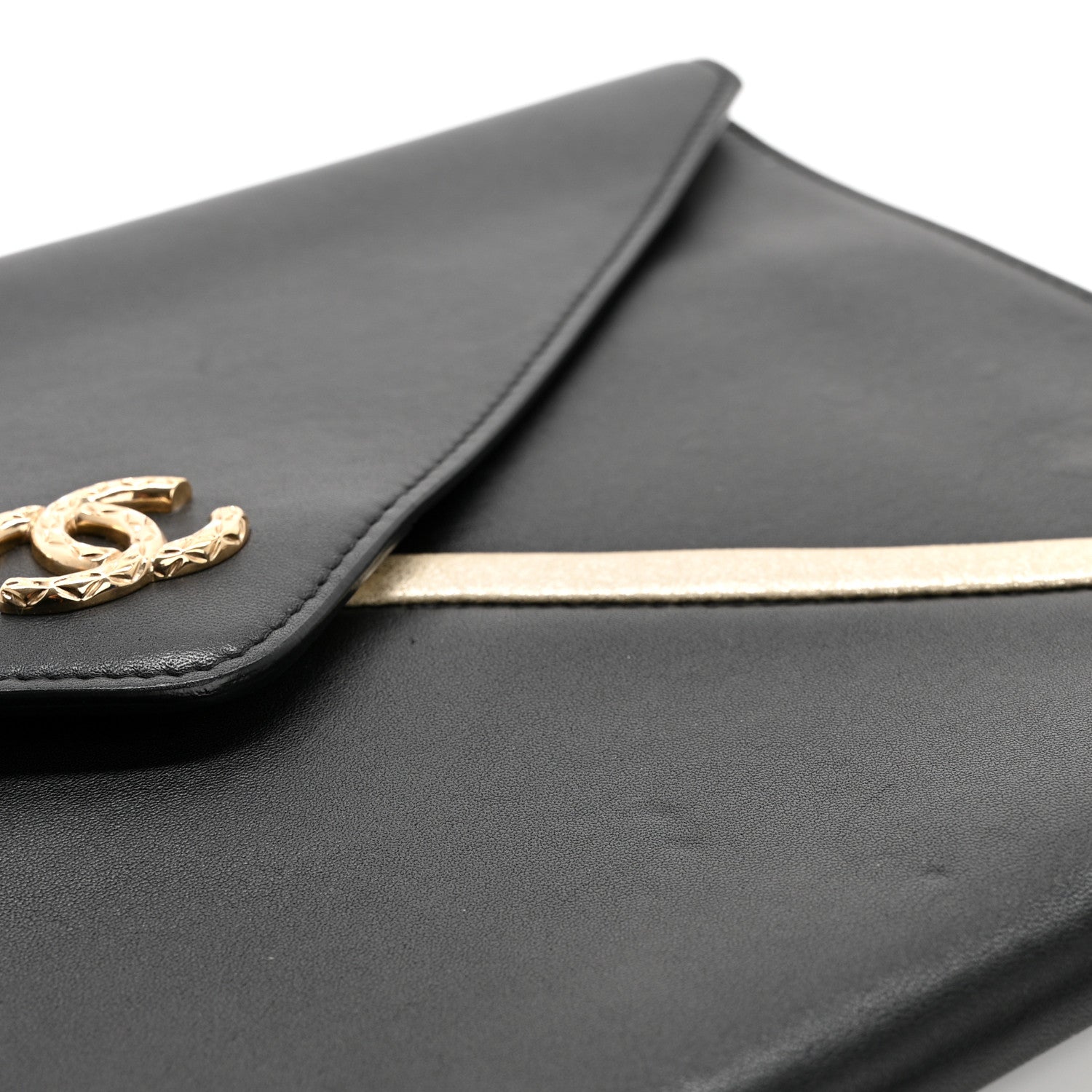 Chanel Lambskin Cocomail Envelope Clutch Black Light Gold 8 of 8