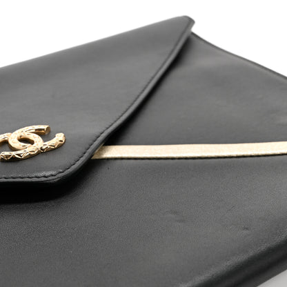 Chanel Lambskin Cocomail Envelope Clutch Black Light Gold 8 of 8