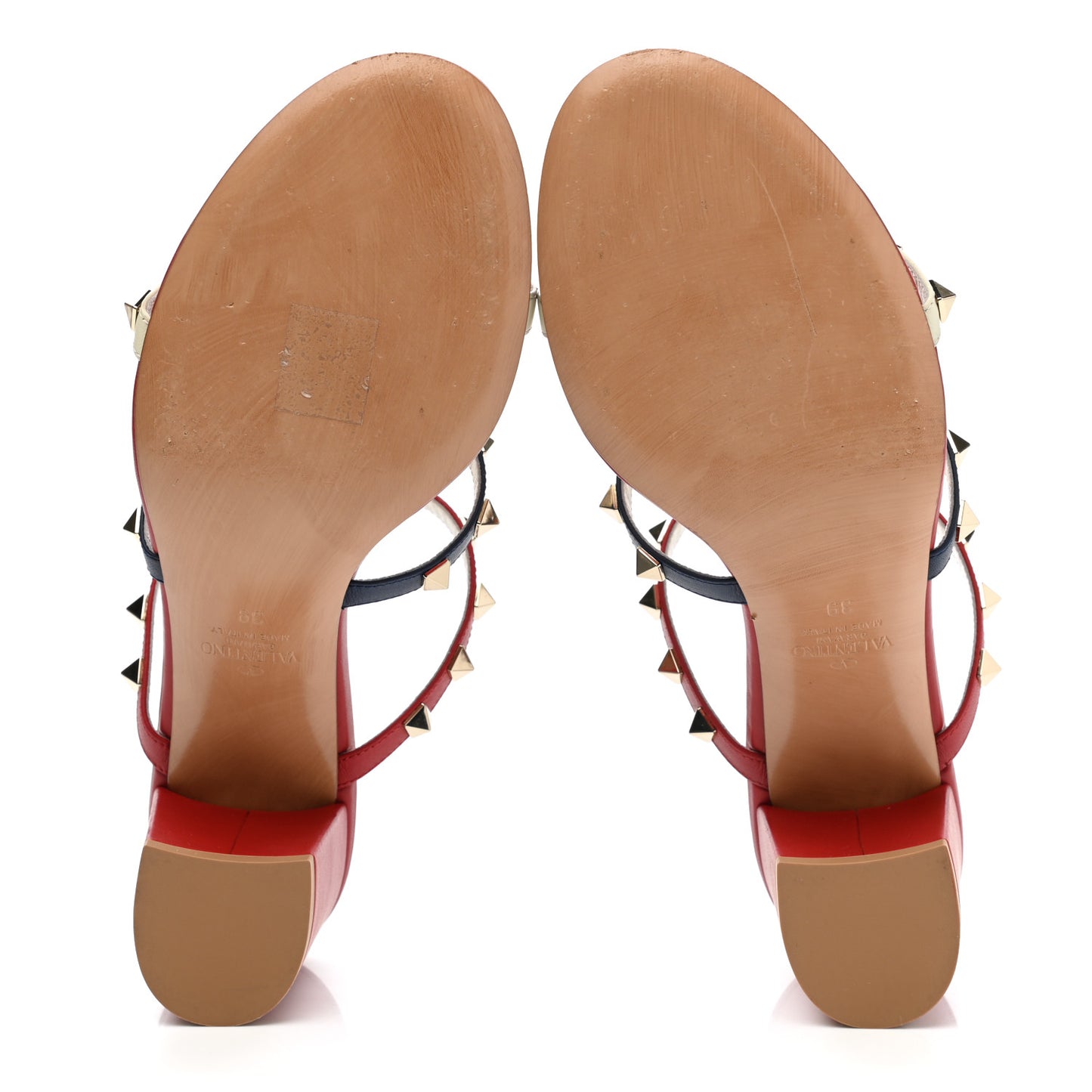 Calfskin Rockstud 60mm Caged Slide Sandals 39 Multicolor