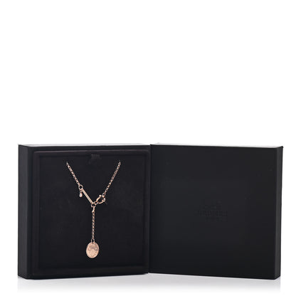 Hermes 18K Rose Gold Diamond PM Ex-Libris Pendant Necklace 5 of 5
