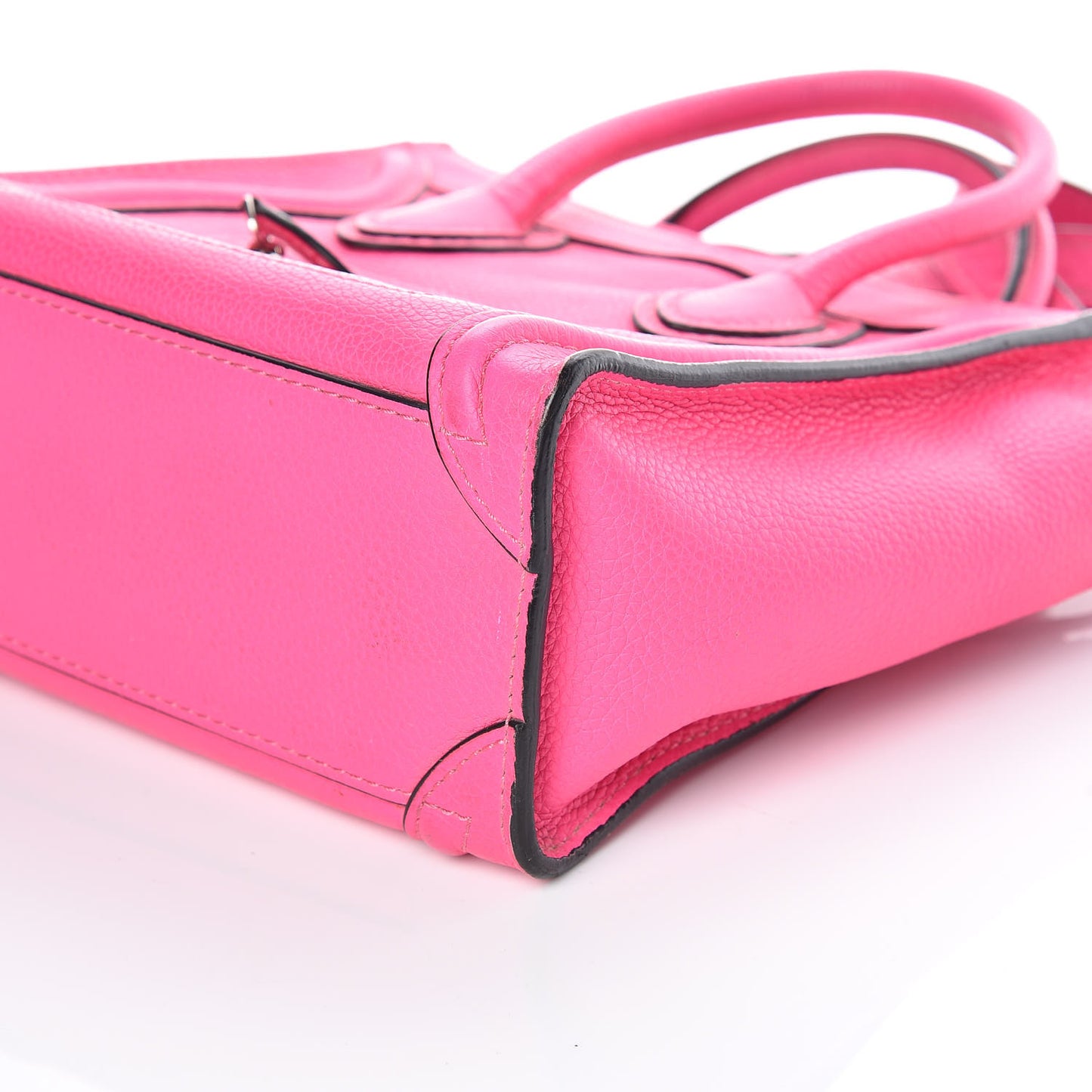 Drummed Calfskin Nano Luggage Fluo Pink