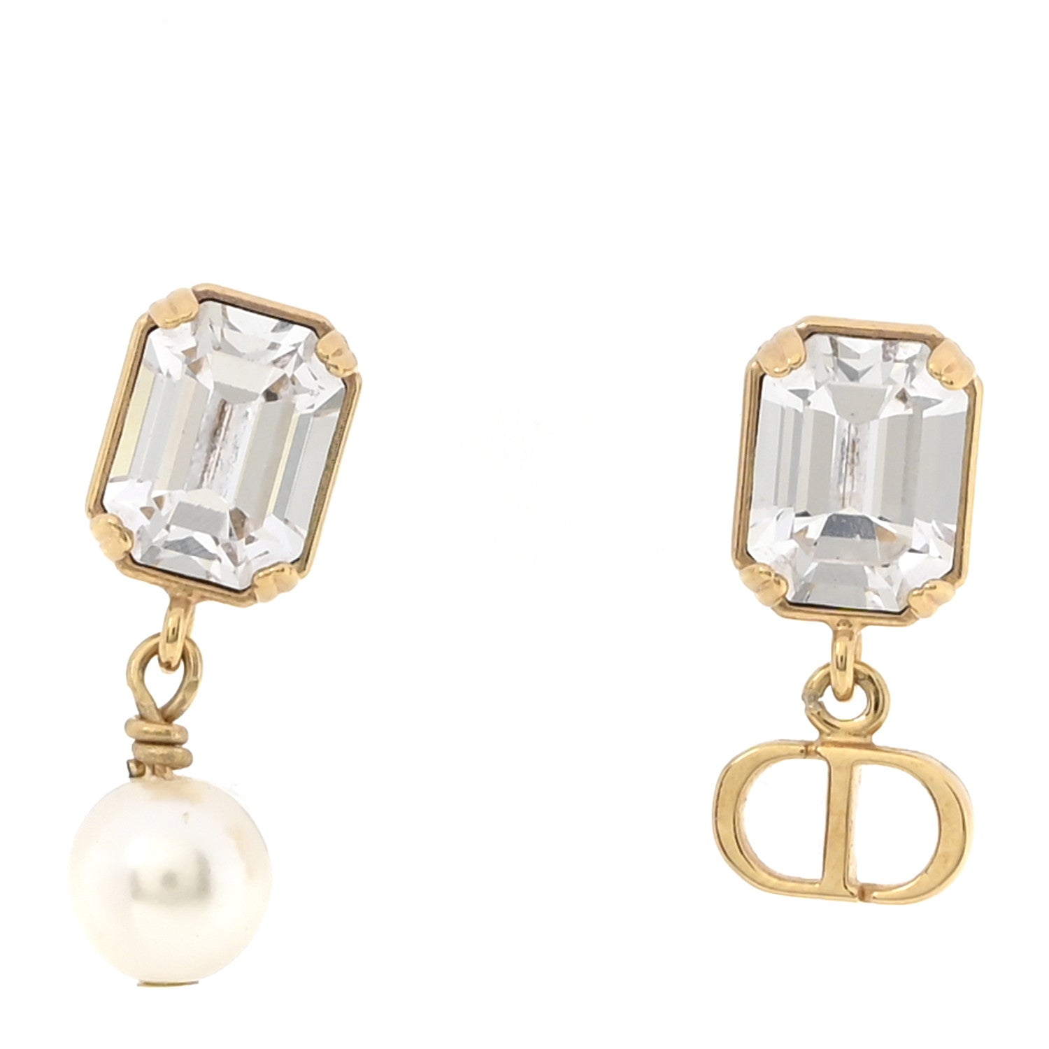 Christian Dior Pearl Crystal Petit CD Earrings Gold 1 of 4