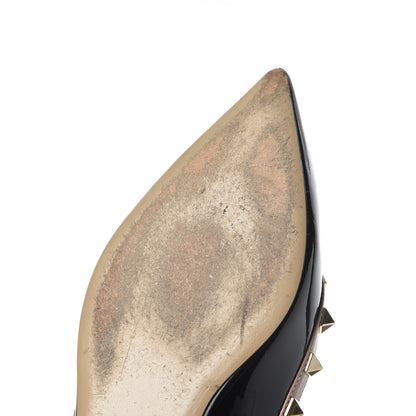 Valentino Garavani Patent Nappa Rockstud Ballerina Flats 37.5 Black Poudre 9 of 14