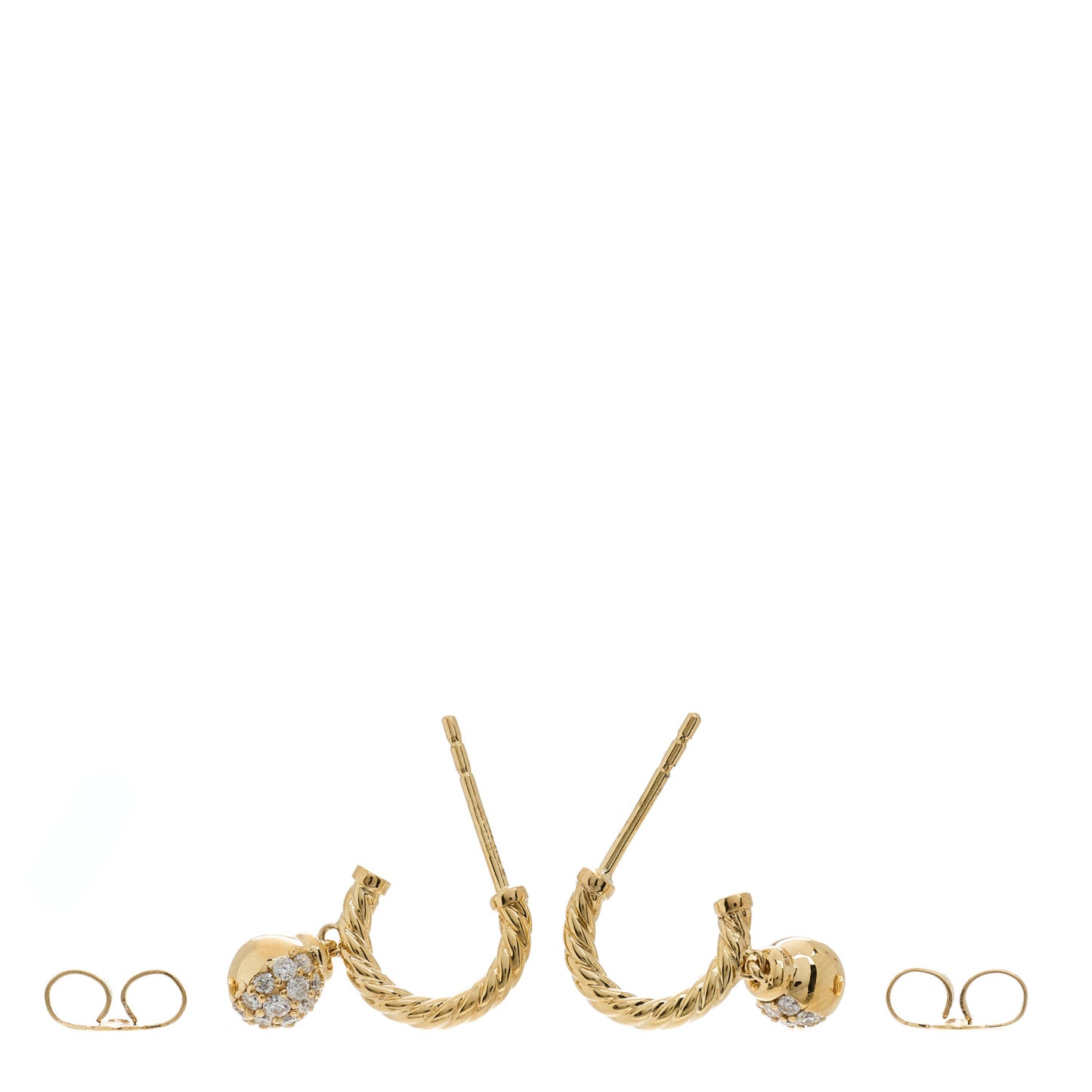 18K Yellow Gold Diamond Solari Hoop Pave Earrings