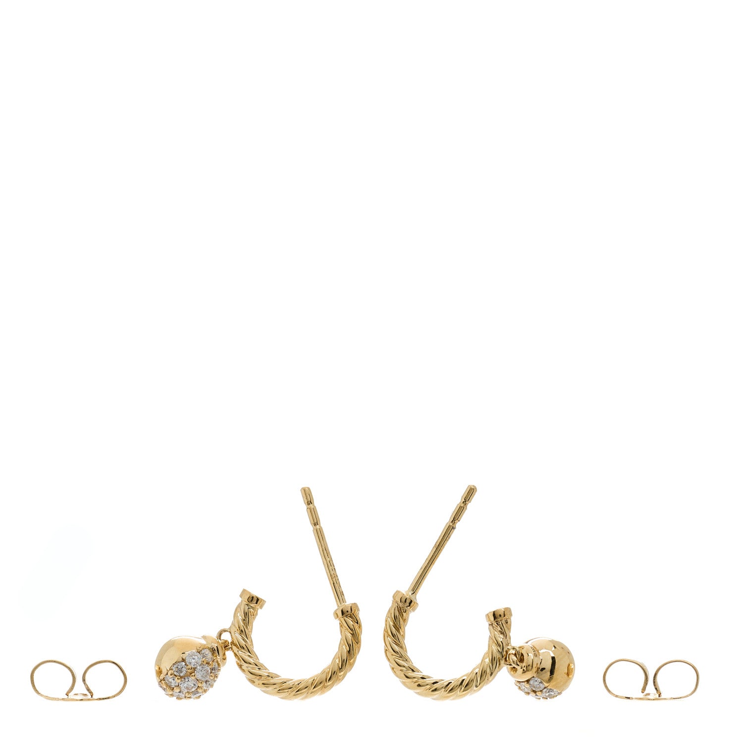 David Yurman 18K Yellow Gold Diamond Solari Hoop Pave Earrings 3 of 4