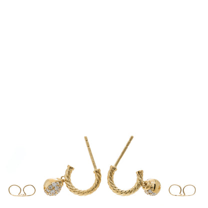 David Yurman 18K Yellow Gold Diamond Solari Hoop Pave Earrings 3 of 4