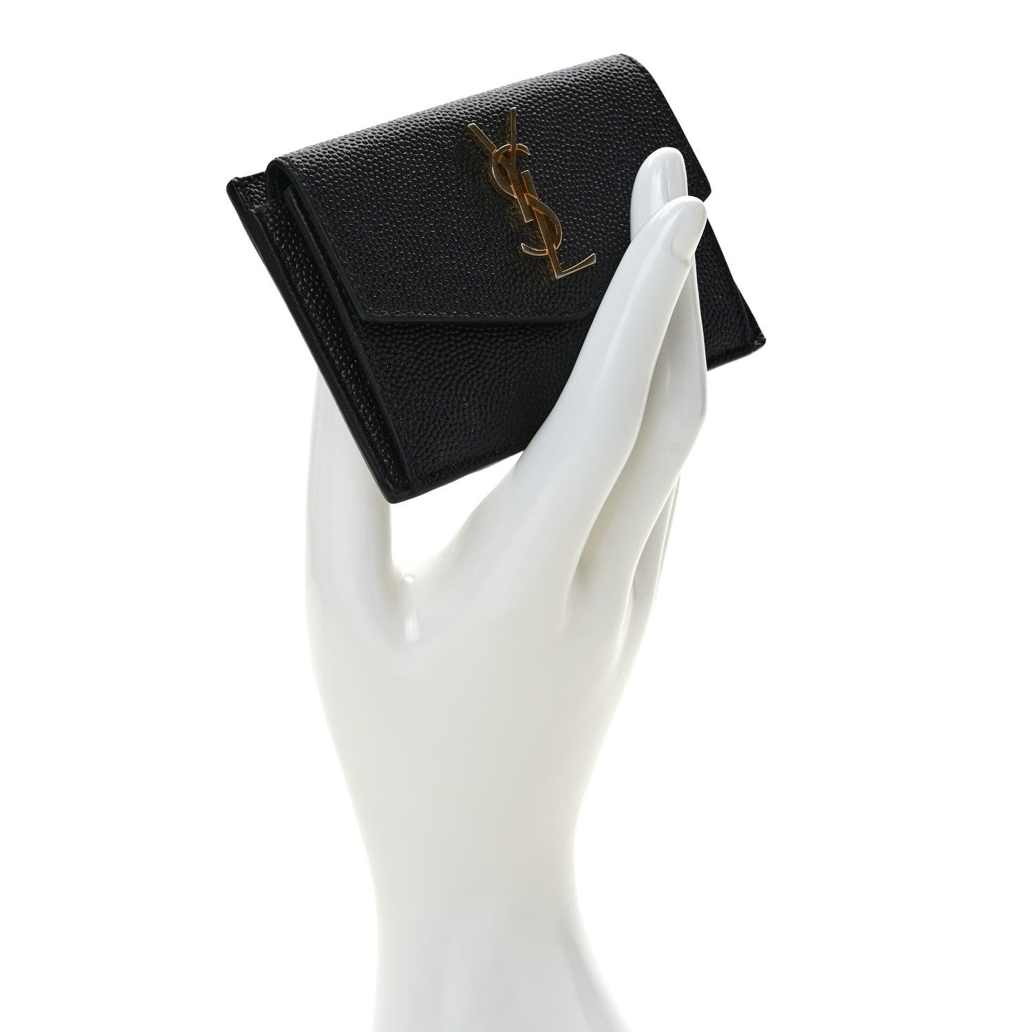 Saint Laurent Grain De Poudre Uptown Monogram Card Case Black 2 of 6
