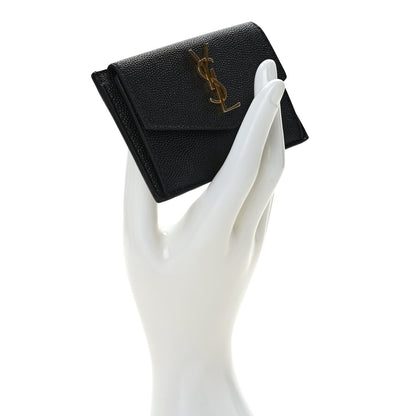Saint Laurent Grain De Poudre Uptown Monogram Card Case Black 2 of 6