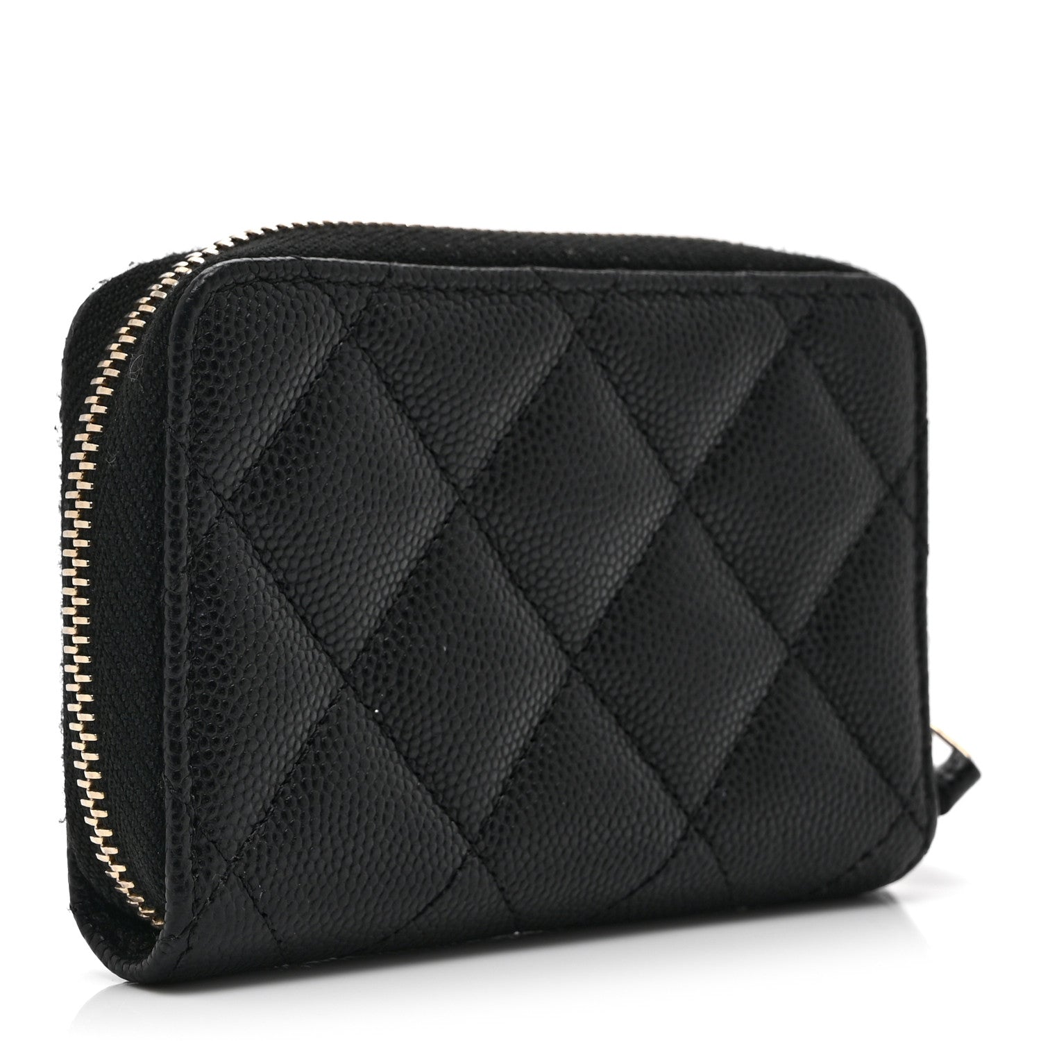 Chanel Caviar Quilted Striated CC Zip Coin Purse Black 3 of 9