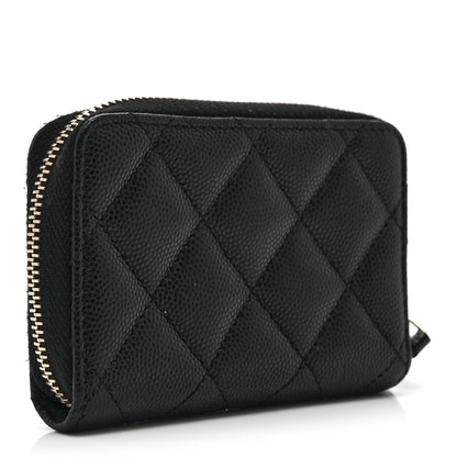 Chanel Caviar Quilted Striated CC Zip Coin Purse Black 3 of 9